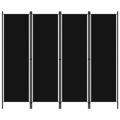 Afbeelding van Kamerscherm met 4 panelen 200x180 cm zwart