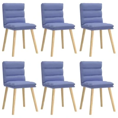 Afbeelding van vidaXL Eetkamerstoelen 6 st stof jeansblauw