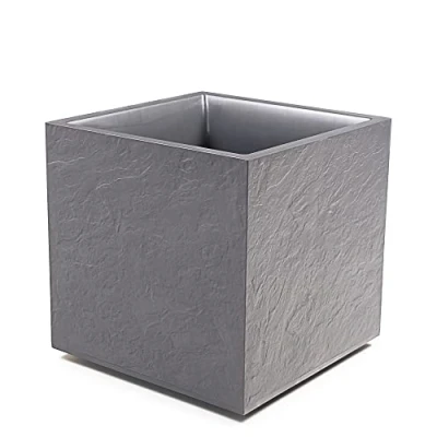 Afbeelding van Ondis24 Vulkan Pierre 50 bloempot, x cm, leisteenlook, met watertank, hoog, winterbestendig, lichtgrijs