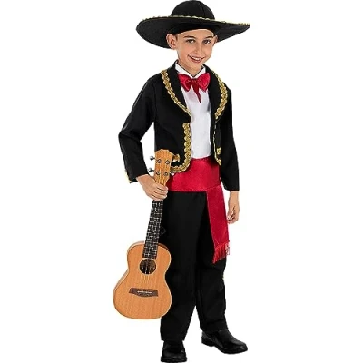 Afbeelding van Funidelia Mariachi Kostuum voor jongens Dia de los Muertos, Halloween, Day of the Dead (Día muertos), Horror kinderen Accessoire verkleedkleding en rekwisieten carnaval &amp; feesten Maat 97 104 cm Bruin