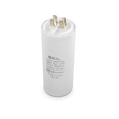 Afbeelding van DL pro Motorcondensator 70 µF 450 V Ø 50 x 120 mm universeel met 6,3 AMP aansluitingen en bevestigingsschroeven M8 CBB60 startcondensator voor apparaten