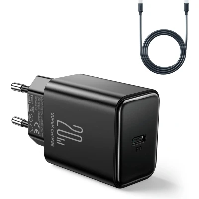 Afbeelding van Joyroom PD 20W Oplader inclusief USB C naar kabel 1 Meter Zwart
