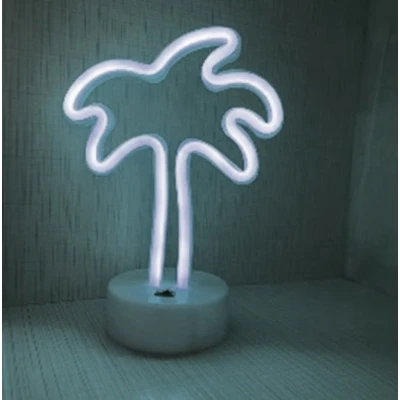 Afbeelding van LED Neon Tafellamp &quot;Palm&quot;, Op Batterijen en USB, 17x10x24cm, Koel Wit