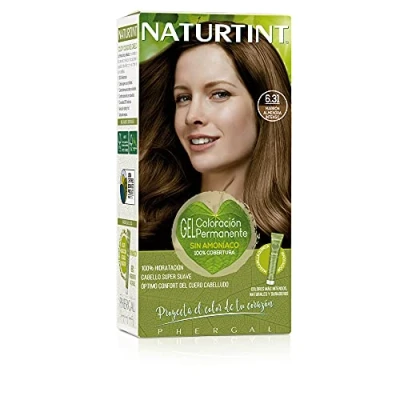 Afbeelding van NATURTINT Biobased, Ammoniakvrije kleuring, 6.31 Intens Amandelbruin, 100% dekking van wit haar, plantaardige ingrediënten, natuurlijke en langdurige kleur, 170 ml..