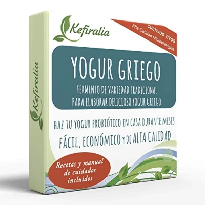 Afbeelding van Griekse yoghurtferment (onbeperkt herbruikbaar) + handleiding recepten hulp en tips in het Spaans KEFIRALIA®