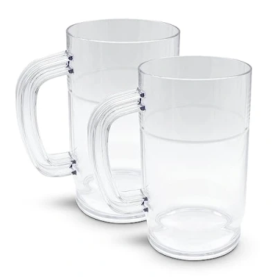 Afbeelding van DOJA Barcelona Bierbeker van kunststof, verpakking 2, bierglas 50 cl, 152,5 x 82,5 2 mm, met handvat polycarbonaat, bierpin, bierglazen hard plastic, herbruikbaar