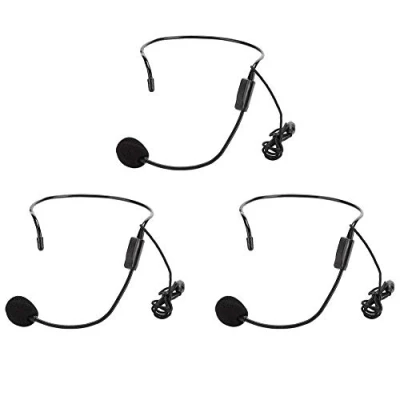 Afbeelding van Cuifati Hoofdtelefoon, microfoon, 3 stuks, 3,5 mm, condensatormicrofoon met bedrade kop, unidirectionele microfoon ruisonderdrukkingsfunctie voor winkelgids