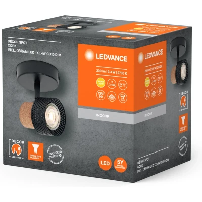 Afbeelding van LEDVANCE LED wandspot Cork, GU10, dimbaar, zwart