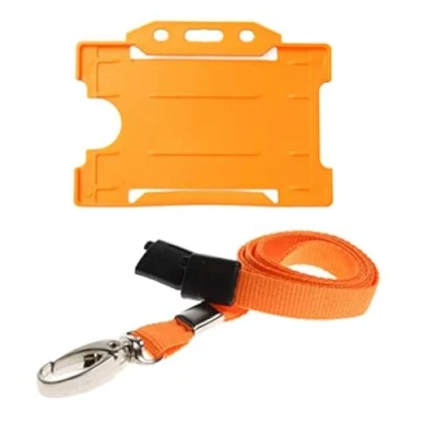 Afbeelding van ALG ID Cards kaarthouder en schouderband met metalen clip veiligheidssluiting (oranje)