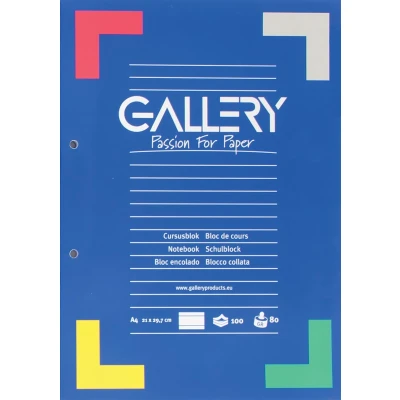Afbeelding van Gallery cursusblok, ft A4, 80 g/m², 2 gaatsperforatie, gelijnd, 100 vel cursusblok
