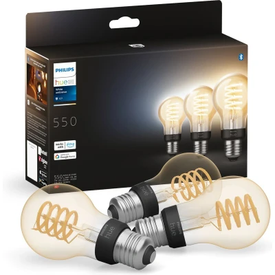 Afbeelding van Philips Hue filament standaardlamp A60 warm tot koelwit licht 3 pack E27