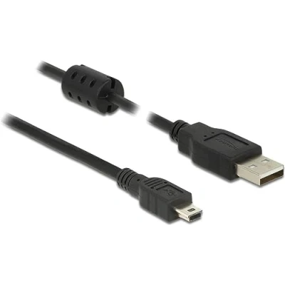 Afbeelding van USB Mini B naar A kabel met ferriet kern USB2.0 tot 2A / zwart 1 meter
