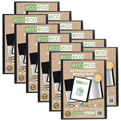 Afbeelding van Eco A5 50% gerecycled, 60 vakken, kleur zwart, presentatie van het boek (verpakking 12 stuks)