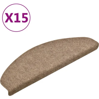 Afbeelding van Trapmatten zelfklevend 15 st 65x21x4 cm naaldvilt crèmekleurig