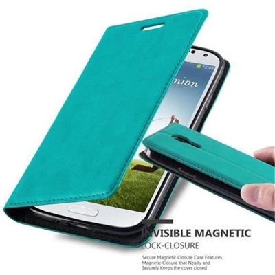 Afbeelding van Cadorabo Hoesje geschikt voor Samsung Galaxy S4 in BENZINE TURKOOIS Beschermhoes met magnetische sluiting, standfunctie en kaartvakje Book Case Cover Etui