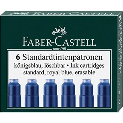 Afbeelding van Faber Castell 6 standaard inktpatronen in vouwdoos (5 verpakkingen, zwart)