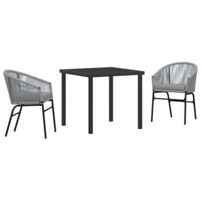Afbeelding van vidaXL 3 delige tuin eetset grijs poly rieten