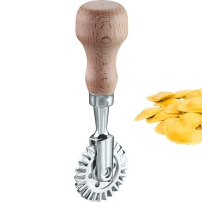 Afbeelding van Westmark Sofia Ravioli/deegroller praktische rol voor het snijden van zelfgemaakte pasta en deeg, roldiameter 39 mm zink, beukenhout