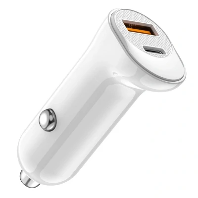 Afbeelding van AMiO Autolader Telefoon USB A + C 20W 12/24V Wit