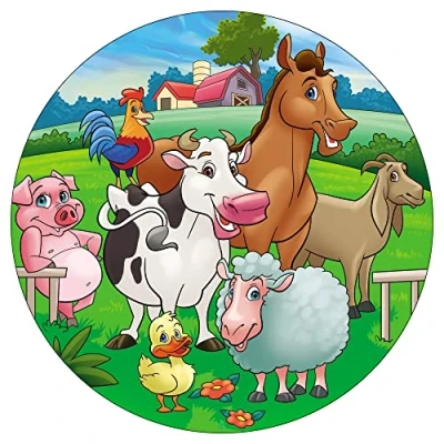 Afbeelding van Eetbare taartdecoratie, boerderijdieren, diameter 20 cm
