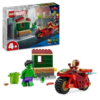 Image de LEGO® Marvel 76287 Iron Man avec une moto et Hulk