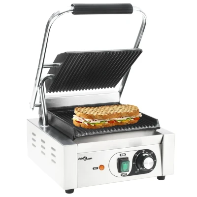 Afbeelding van Panini grill gegroefd 1800 W 31x30,5x20 cm roestvrij staal