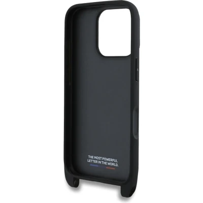 Afbeelding van BMW Backcase hoesje geschikt voor iPhone 16 Pro Effen Zwart Kunstleer