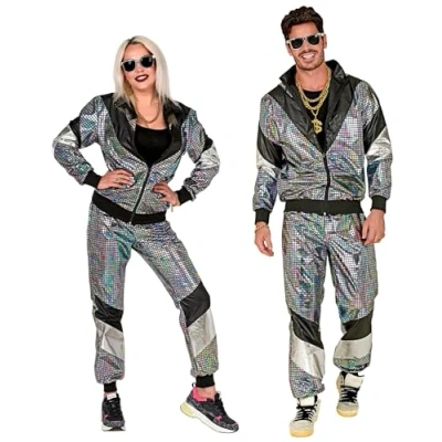Afbeelding van Widmann Jaren 80 &amp; 90 Kostuum Spaceman Disco Bal Zwart, Zilver XXL Carnavalskleding Verkleedkleding