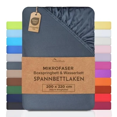 Afbeelding van NatureMark Microvezel boxspringbed &amp; waterbed hoeslaken 200 x 220 cm 40 matrashoogte 200x220cm 100% polyester, grijs