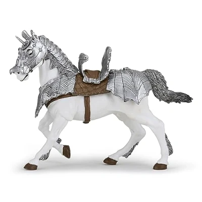 Afbeelding van Papo Handbeschilderd beeldje Middeleeuws Fantastisch Paard in harnas 39799 Verzamelobject voor kinderen Meisjes en jongens Vanaf 3 jaar