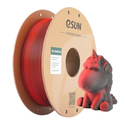 Afbeelding van eSUN Mat Dual Colour Filament, PLA Filament 1,75 mm, Kleur Zonder Glans, Matte Textuur, 1 kg Spoel (2,2 lbs) 3D printerfilament voor printers (Rood Zwart, kg)