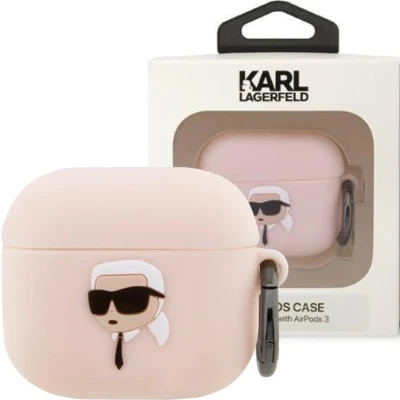 Afbeelding van Karl Lagerfeld KLA3RUNIKP hoesje voor AirPods 3 cover roze Siliconen Head 3D