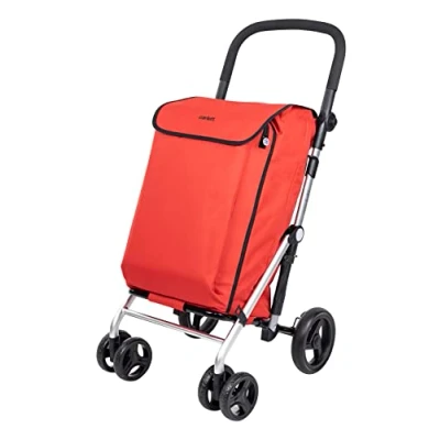 Afbeelding van Carlett Lite Family Boodschappentrolley Tasinhoud 58L Koelvak 12L 4 wielen Lichtgewicht Opvouwbaar Rood