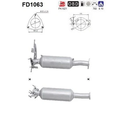 Afbeelding van AS FD1063 Roetfilter Euro 5 Cordieriet VOLVO: V60 I Box Body / Estate, S60 II,