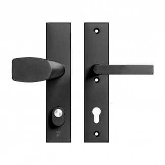 Afbeelding van AXA Veiligheidsbeslag (Edge Plus) Zwart geslepen: Knop Kruk (model Wing Blok) PC92 met kerntrek beveiliging SKG***