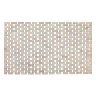 Afbeelding van WENKO Bamboe badmat wit met antislip onderkant, bamboe, 50 x 80 cm,