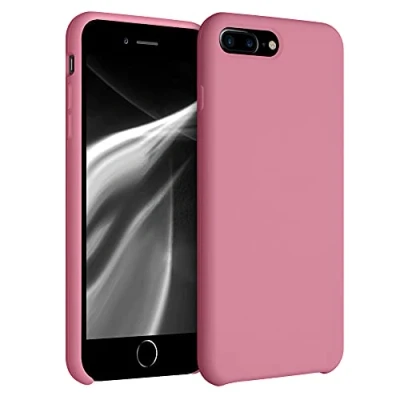 Afbeelding van kwmobile telefoonhoesje geschikt voor Apple iPhone 7 Plus / 8 Hoesje met siliconen coating Smartphone case in zoetroze