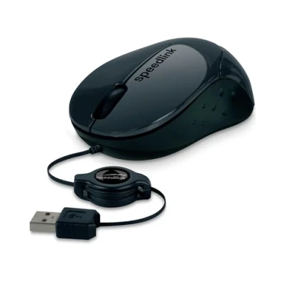 Afbeelding van SpeedLink BEENIE Muis USB Optisch Zwart 3 Toetsen 1200 dpi Met kabelroller