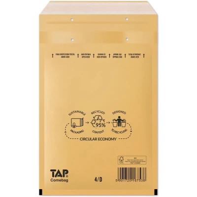 Afbeelding van Comebag luchtkussenenveloppen, ft 180 x 265 mm, met stripsluiting, bruin, doos van 100 stuks enveloppen