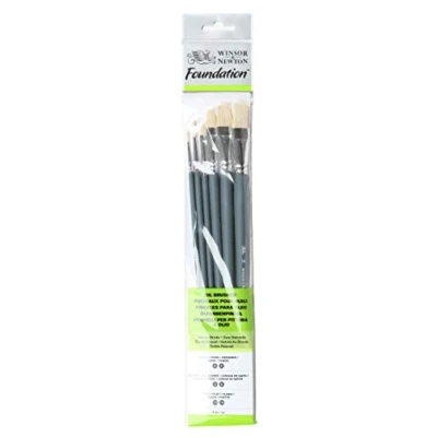 Afbeelding van Winsor &amp; Newton Foundation olieverf lange penselen set 6 delig