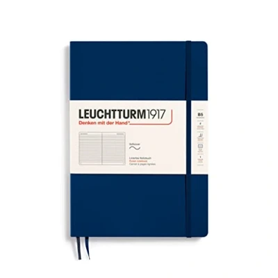 Image de LEUCHTTURM1917 349300 Composition B5 Carnet de notes à couverture souple 123 pages numérotées lignées Bleu marine