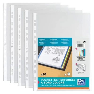 Afbeelding van Oxford 100206872 brochurebox DIN A4 met gekleurde rand van polypropyleen, wit