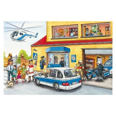 Image de Puzzle Schmidt Pompiers et police, 3x24 pièces, comprend 1 affiche