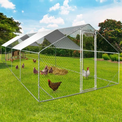 Image de Enclos poulailler 24 m² parc grillagé 8x3 M acier galvanisé