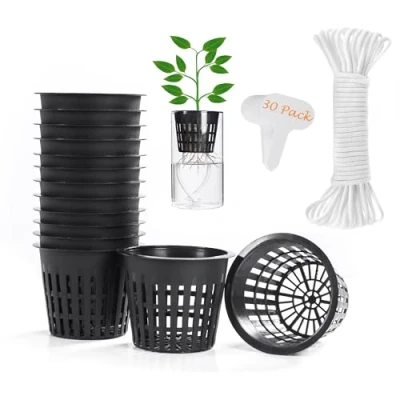 Afbeelding van Plastic hydrocultuur manden planten potten herbruikbare mand waterplant voor aeroponica, groenteplanten (30 stuks, zwart)