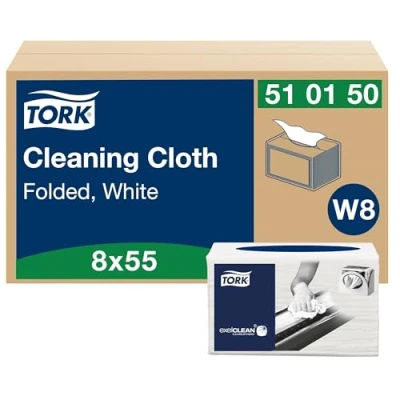 Afbeelding van Tork premium 510 werkdoek 1 lgs wit 39x32 cm doos à 8 pak/55 vel (510150)