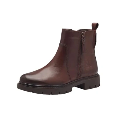 Afbeelding van Tamaris Enkellaarsjes met plateauzool, Dames, Maat: 37, Chestnut Leer/ synthetisch