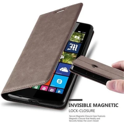Afbeelding van Cadorabo Hoesje geschikt voor Nokia Lumia 540 in KOFFIE BRUIN Beschermhoes met magnetische sluiting, standfunctie en kaartvakje Book Case Cover Etui