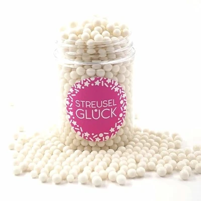 Image de Streusel Pure Love Perles de sucre Blanc 90 g Paillettes à pour anniversaire d&#039;enfant Décoration gâteau cupcakes, muffins Noël