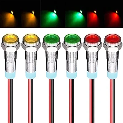 Afbeelding van GUUZI 6 stuks, 12 V 24 V, mm, led paneel, driver, dash, waarschuwingslicht, indicator, lamp, richtingslampen (rood/geel/groen)